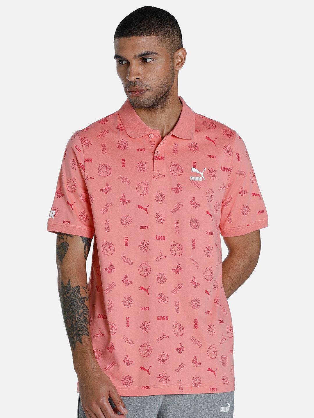 puma men pink 1der kl rahul feel good aop polo cotton t-shirt