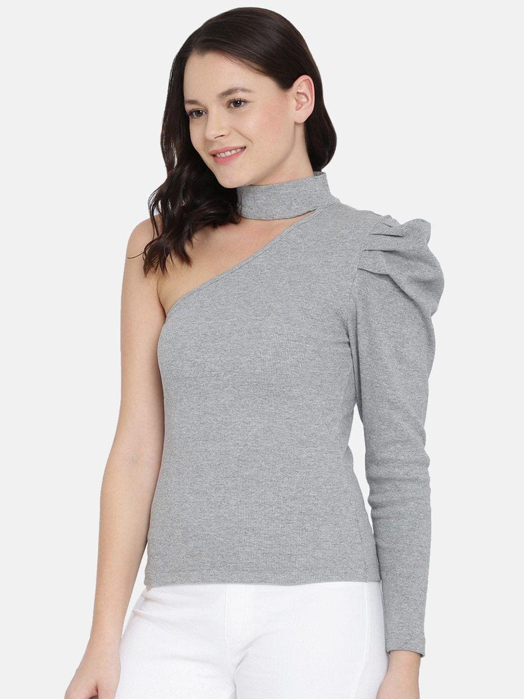 here&now women grey one shoulder top