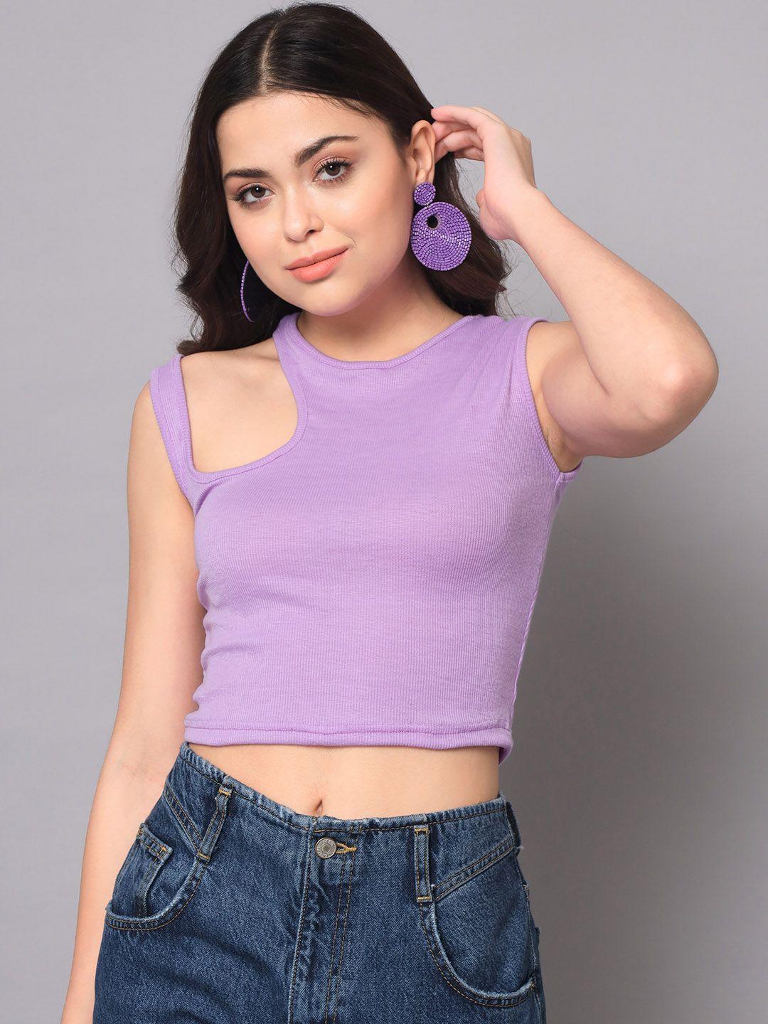 aahwan women purple crop top