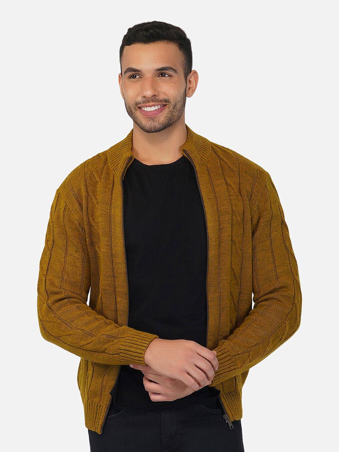 joe hazel men mustard cable knit cardigan