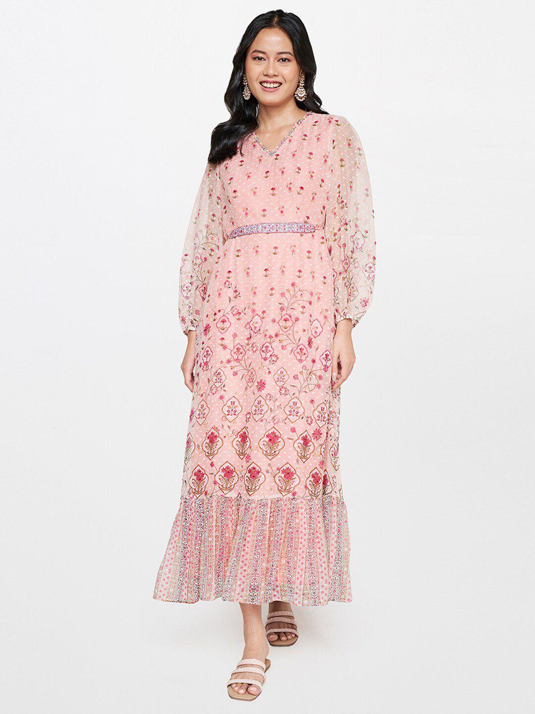 global desi pink floral maxi dress