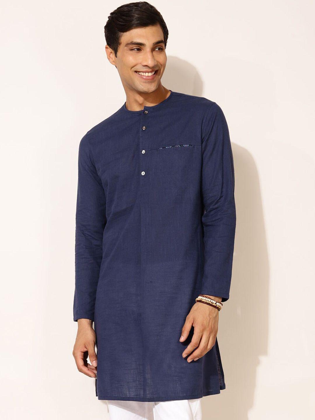 fabindia men blue cotton kurta