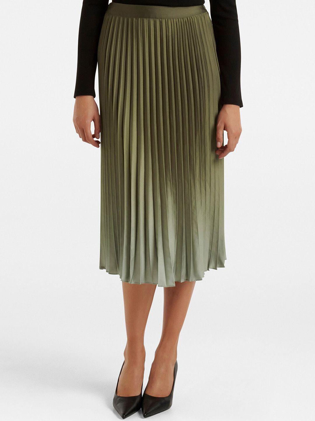 forever new women olive green ombre a-line accordion pleated midi skirt