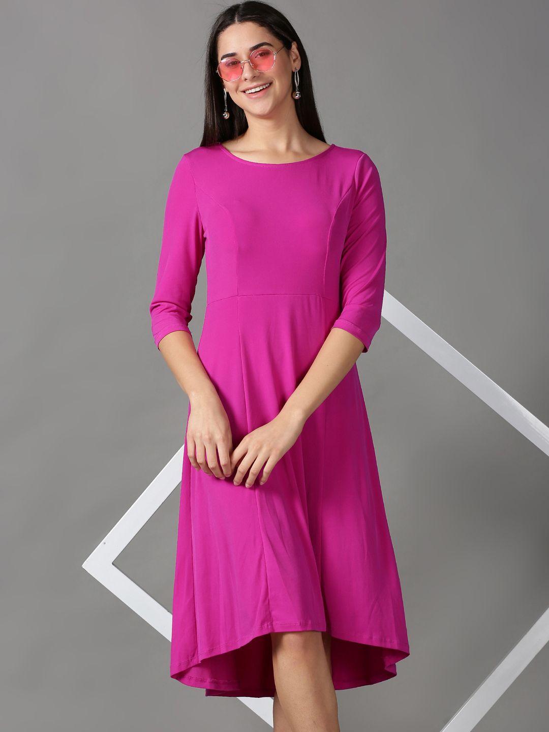 showoff women magenta midi dress