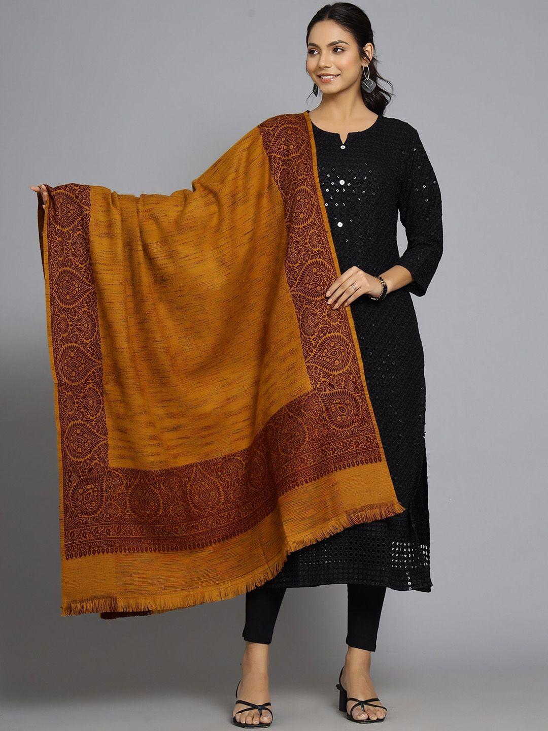 handicraft palace women mustard woven design shawl