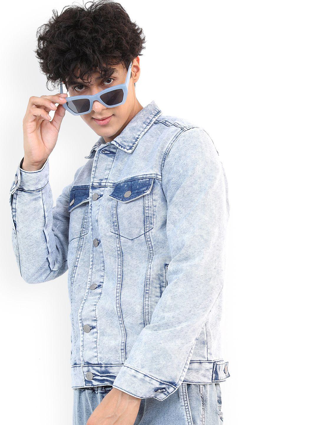 ketch men blue washed denim jacket