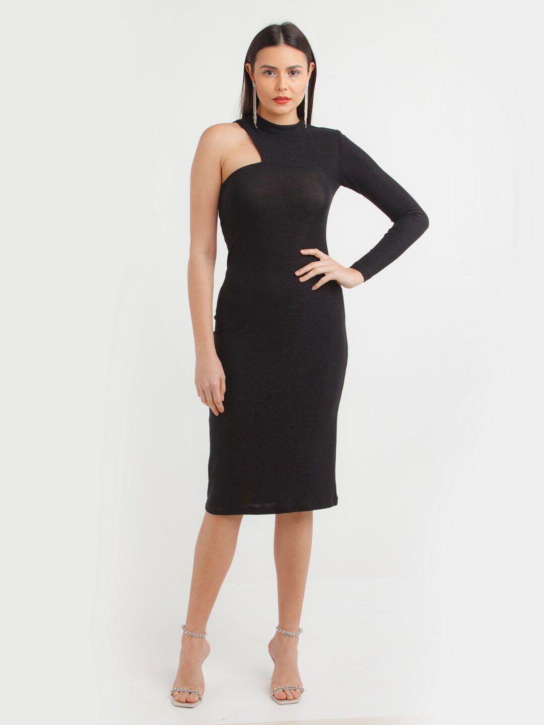 zink z black one shoulder bodycon dress