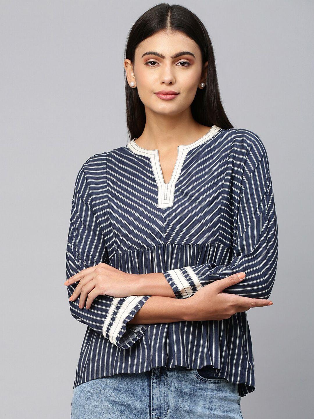 chemistry navy blue striped empire top