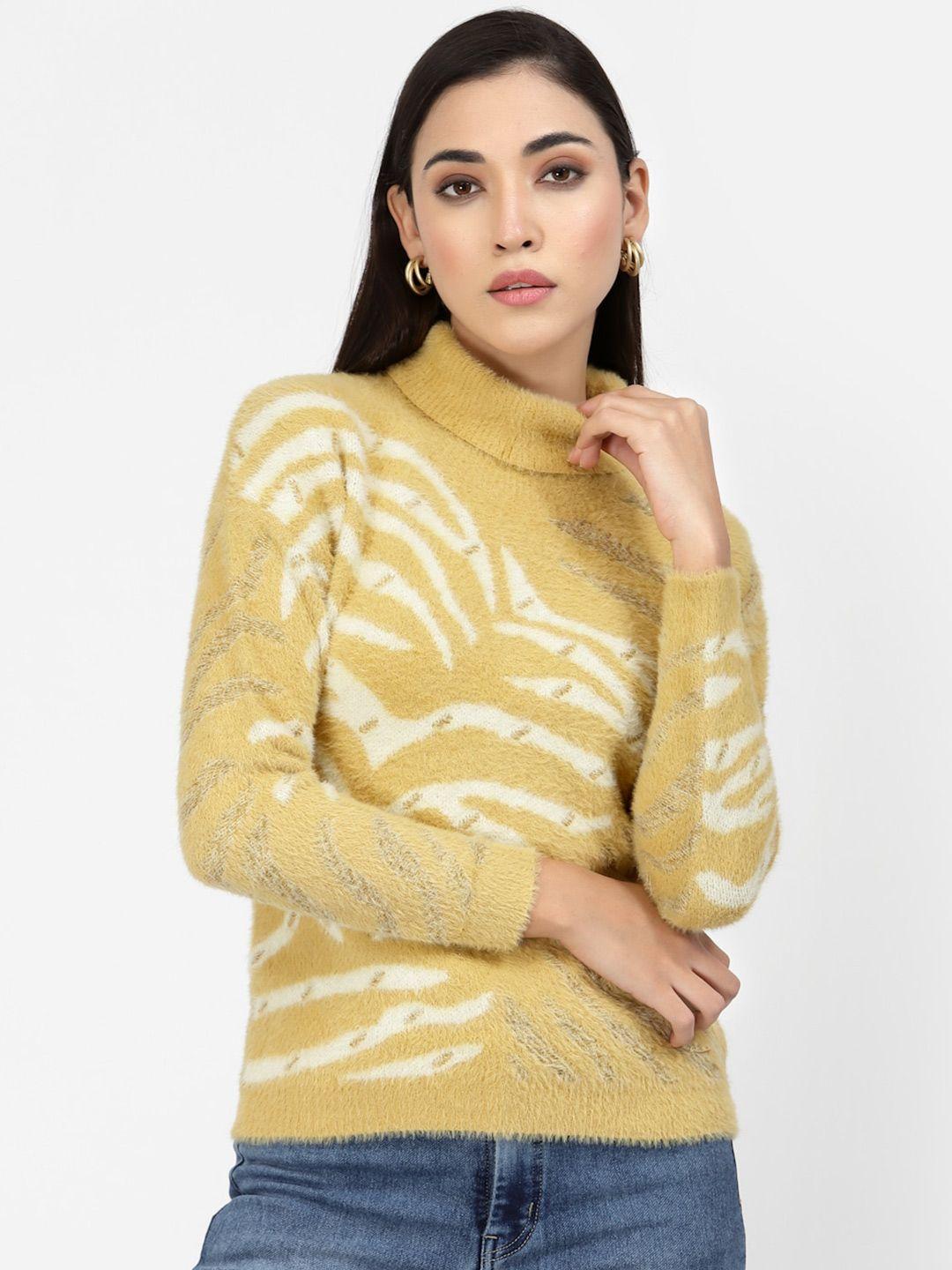 juelle women yellow & white printed pullover