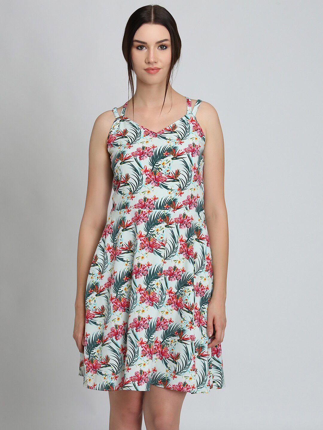 dodo & moa blue tropical a-line dress