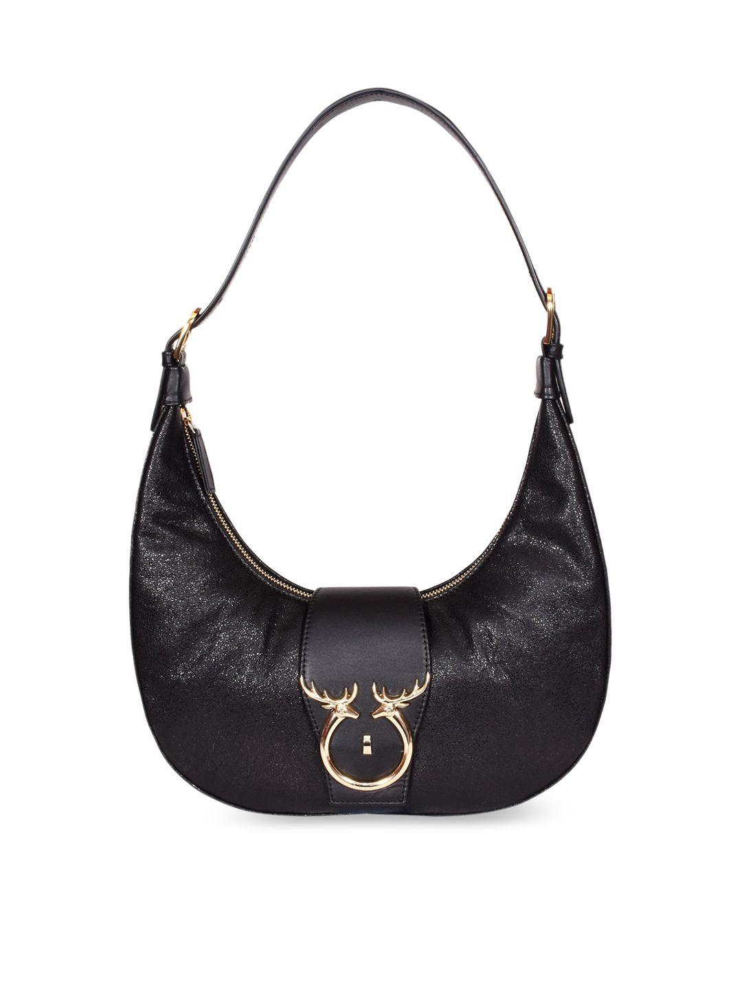 sassora black leather structured handheld bag