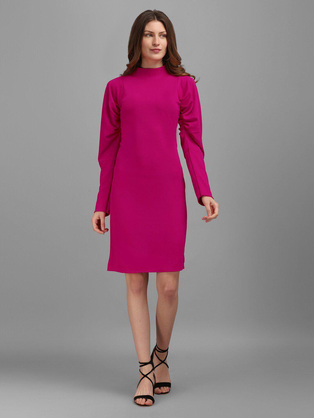 purvaja women pink high neck sheath dress