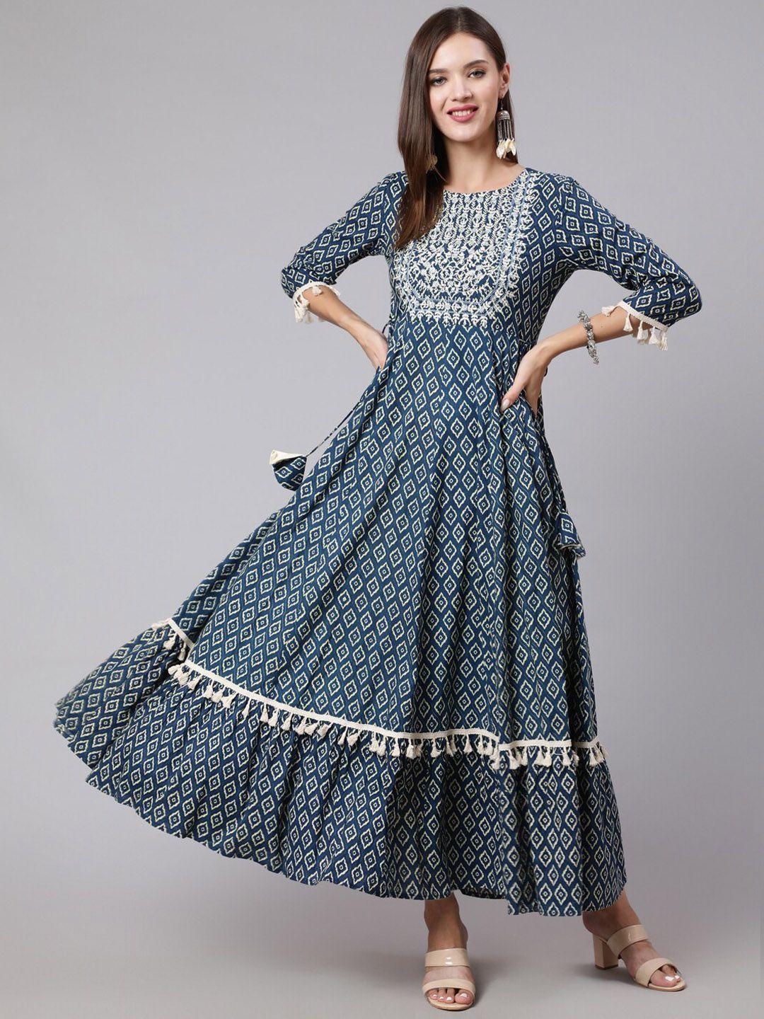 indie closet women ethnic motifs printed cotton anarkali kurta