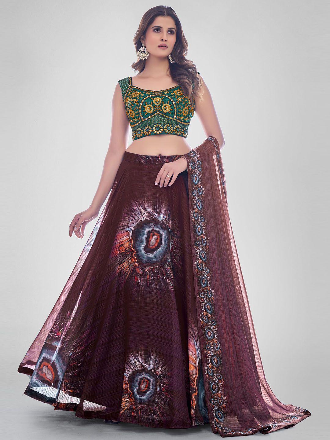 dresstive embroidered thread work semi-stitched lehenga & unstitched blouse with dupatta