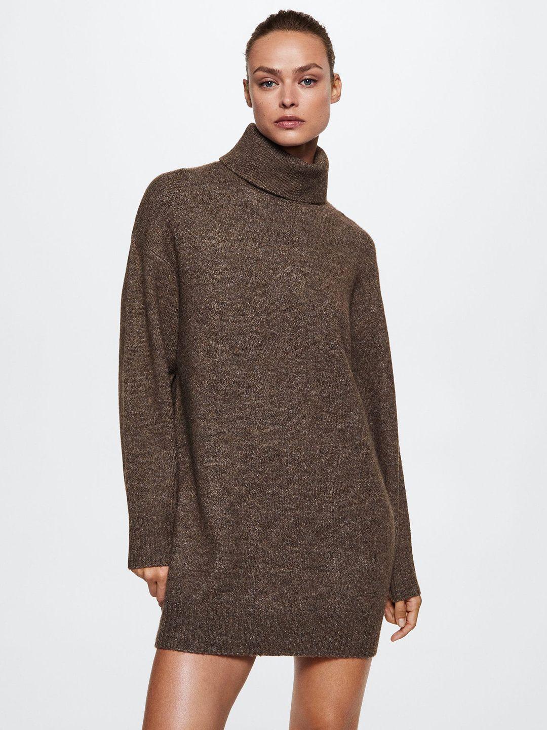 mango turtle neck mini sustainable sweater dress