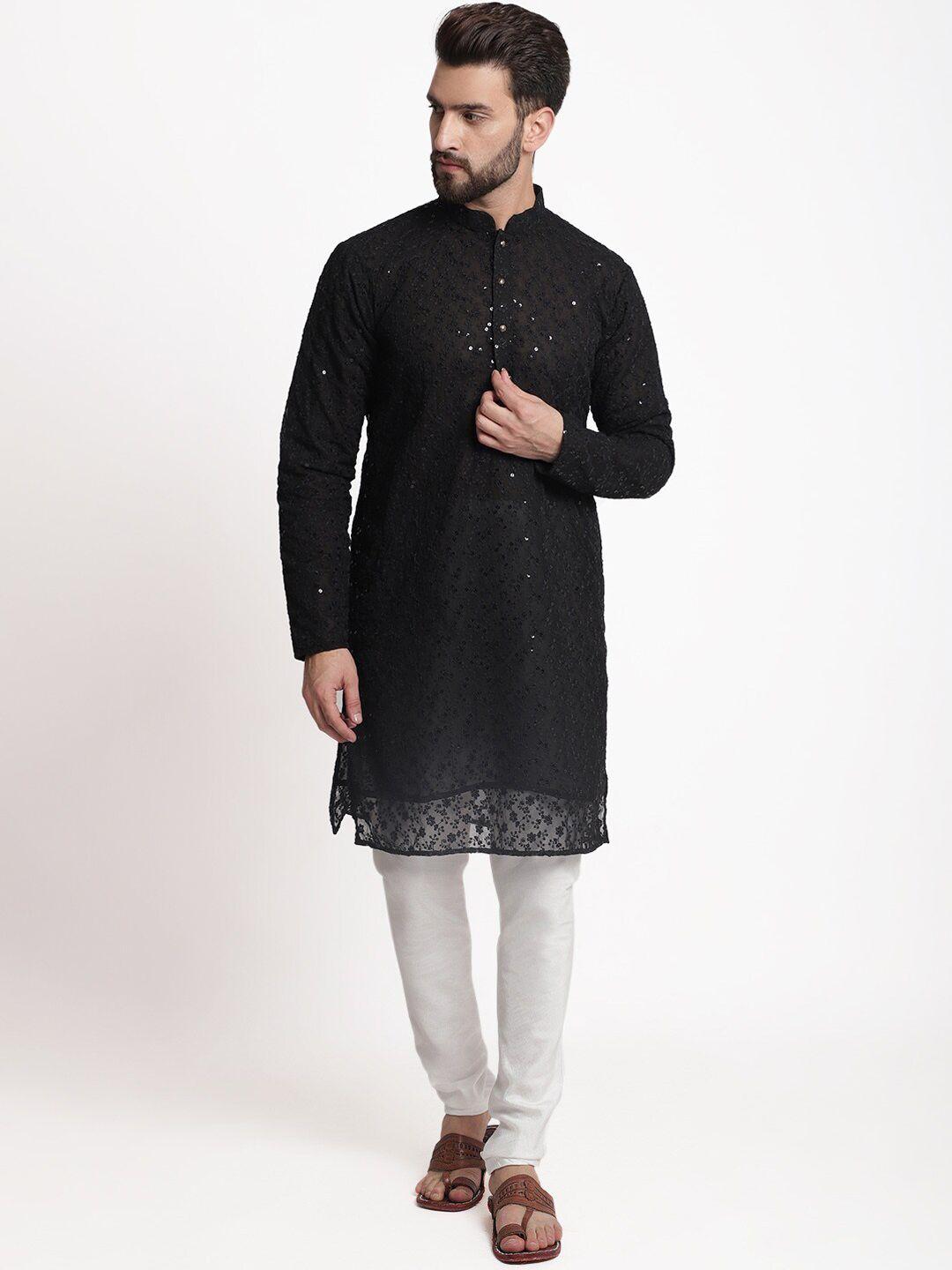 treemoda men floral embroidered chikankari kurta with churidar