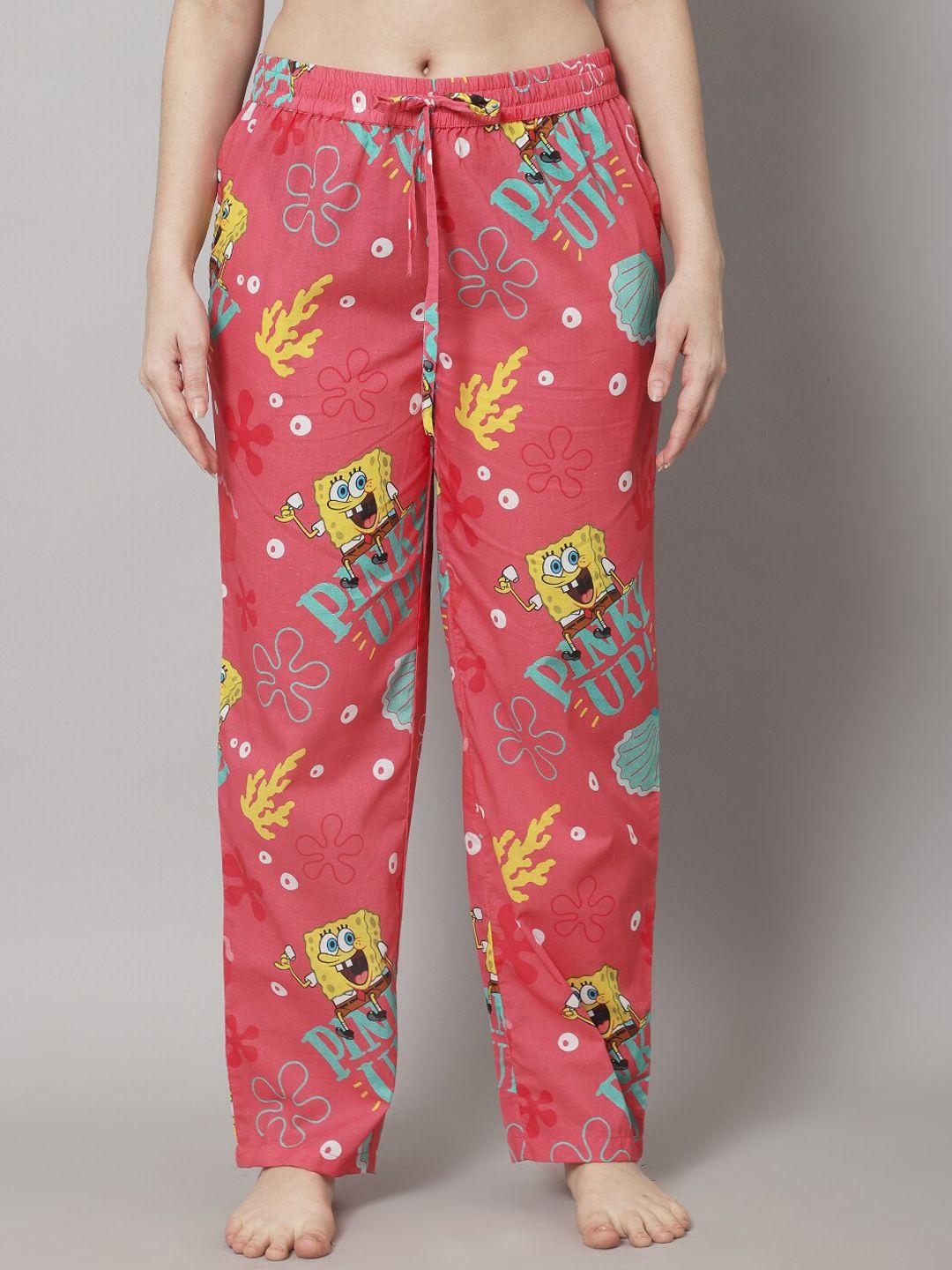 shararat women spongebob printed cotton lounge pants