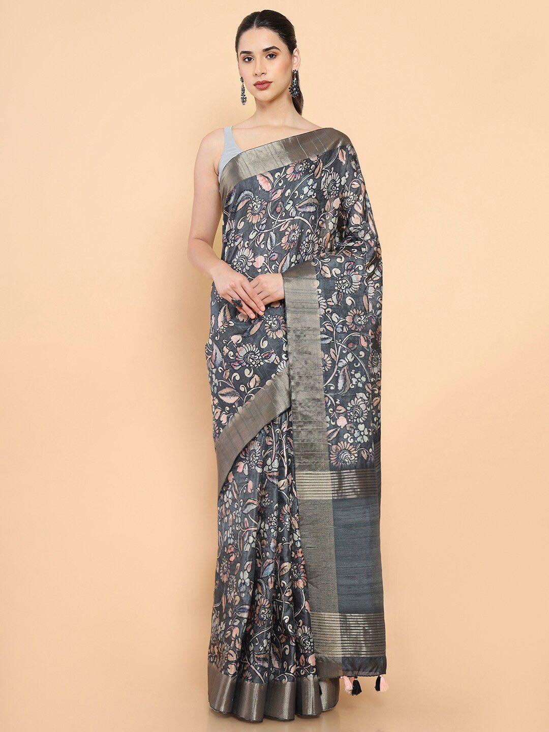 soch floral zari silk blend saree