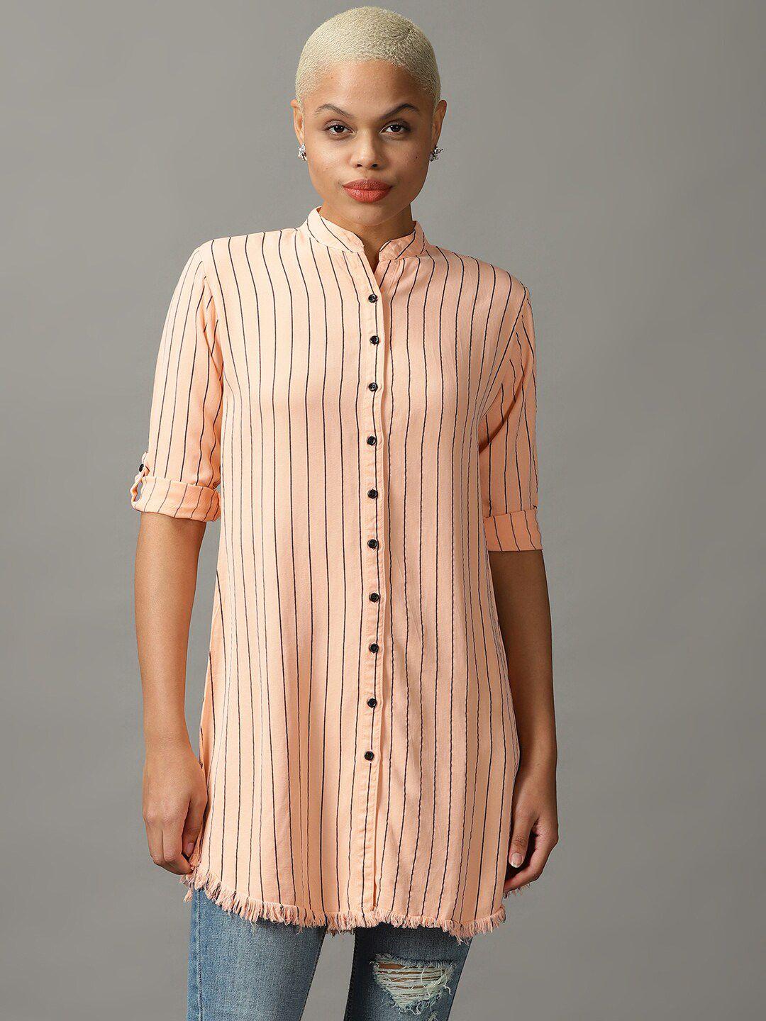 showoff women striped casual shirt