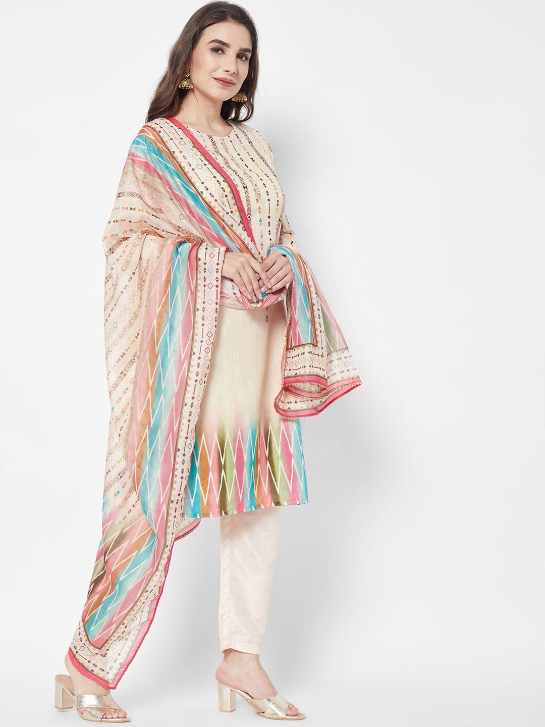 heeposh women printed kurta with trousers & with dupatta