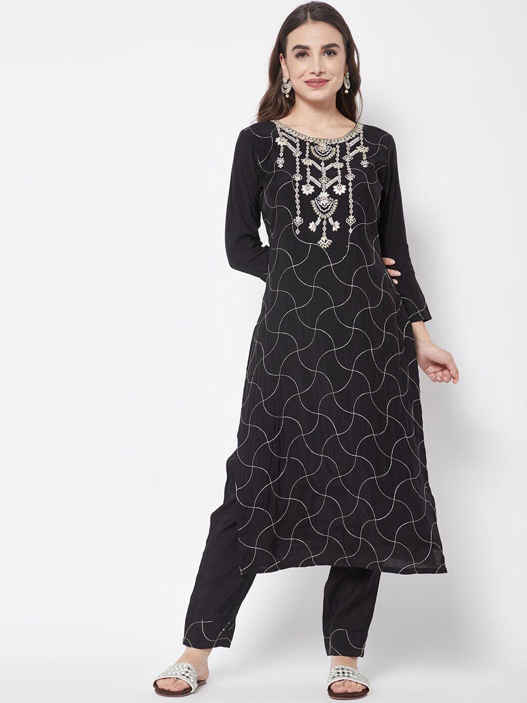 heeposh women floral embroidered kurta with trousers & with dupatta