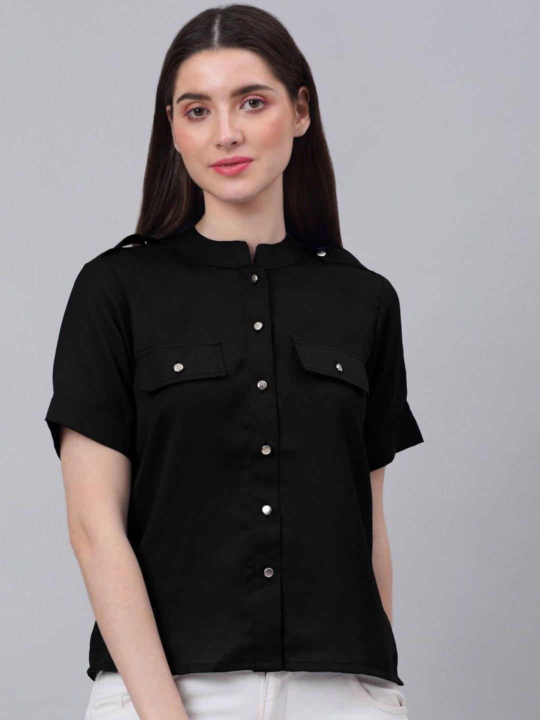 neudis mandarin collar shirt style top