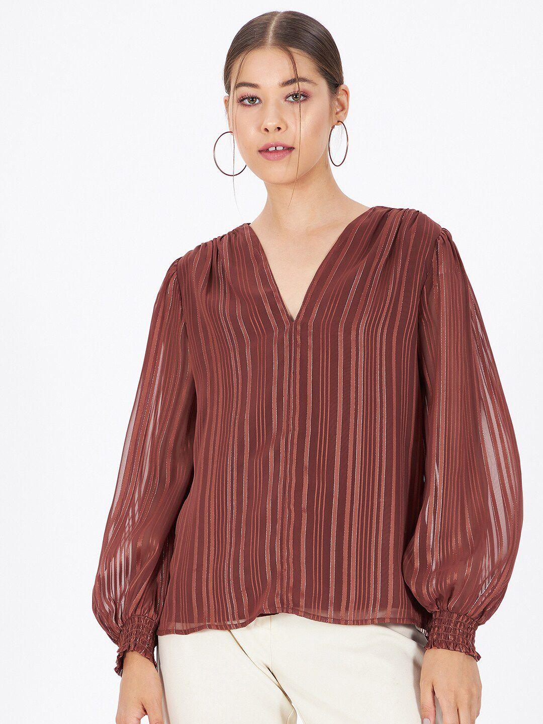 kibo striped chiffon top