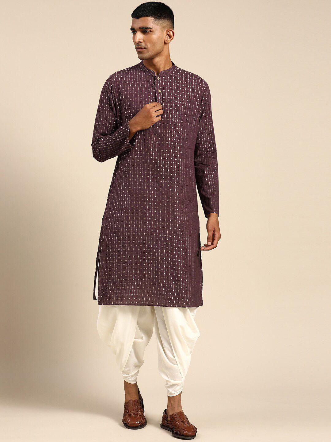 kisah men ethnic motifs embroidered cotton kurta