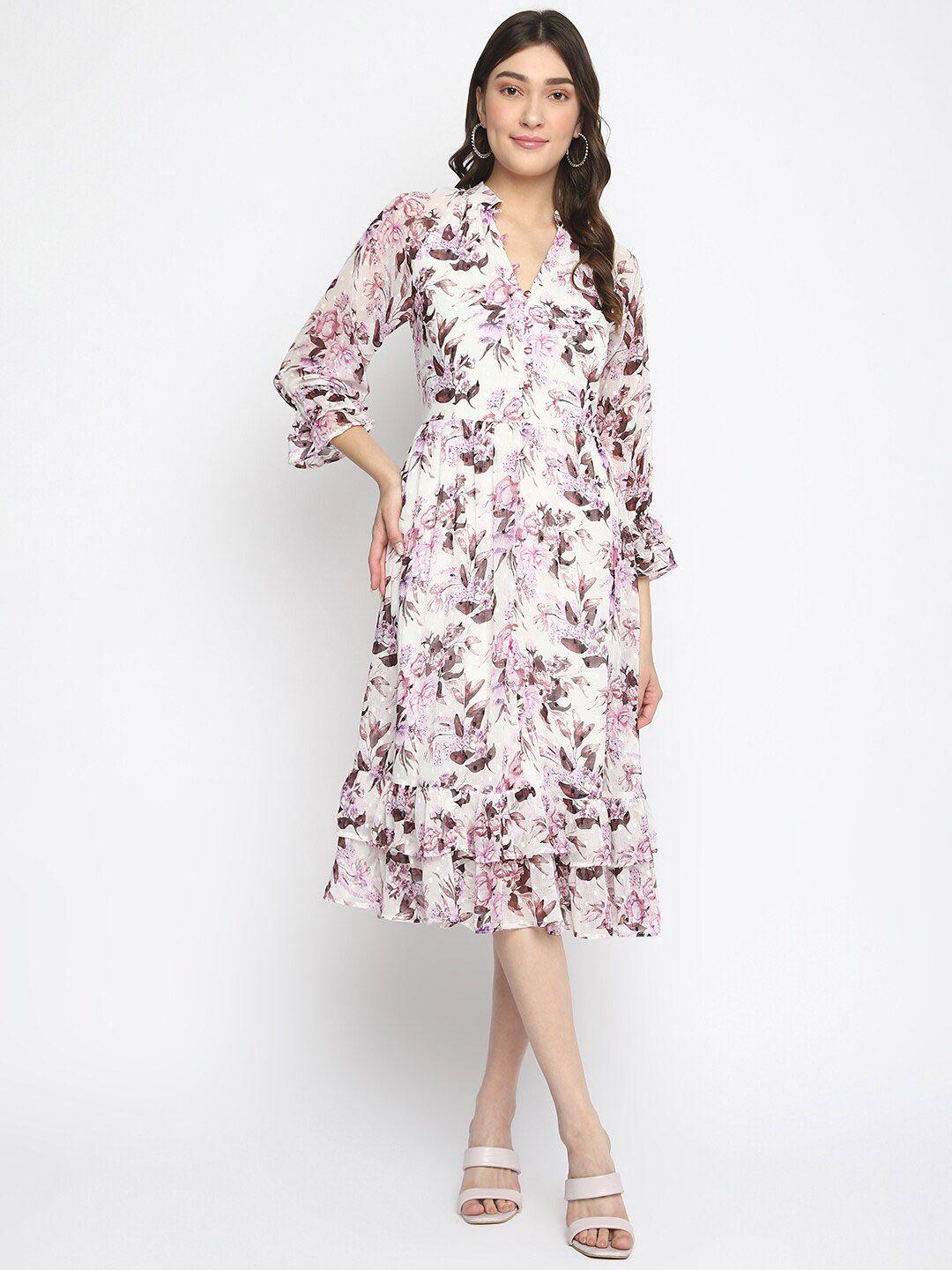 latin quarters off white & pink floral midi dress