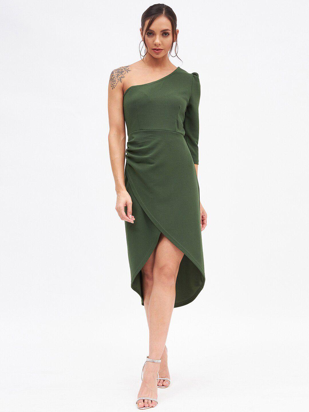 kibo one shoulder sheath midi dress