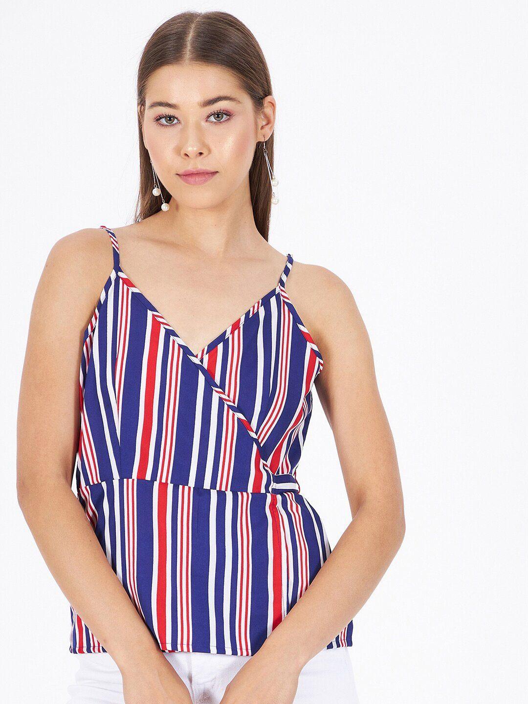 kibo multicoloured striped crepe wrap top