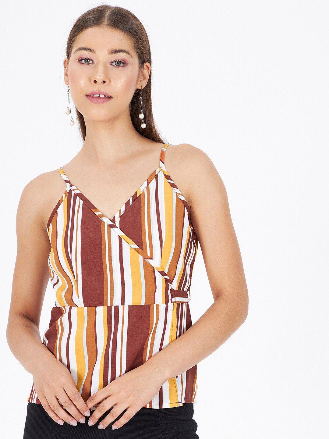 kibo multicoloured striped crepe wrap top