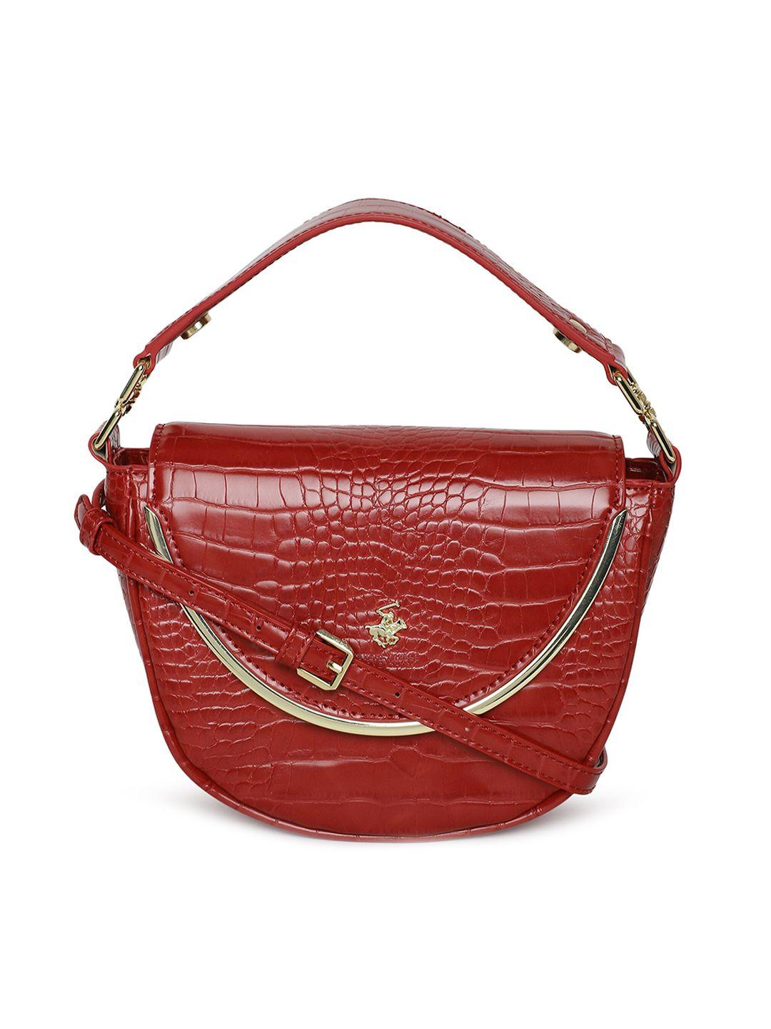 beverly hills polo club textured leather half moon handheld bag