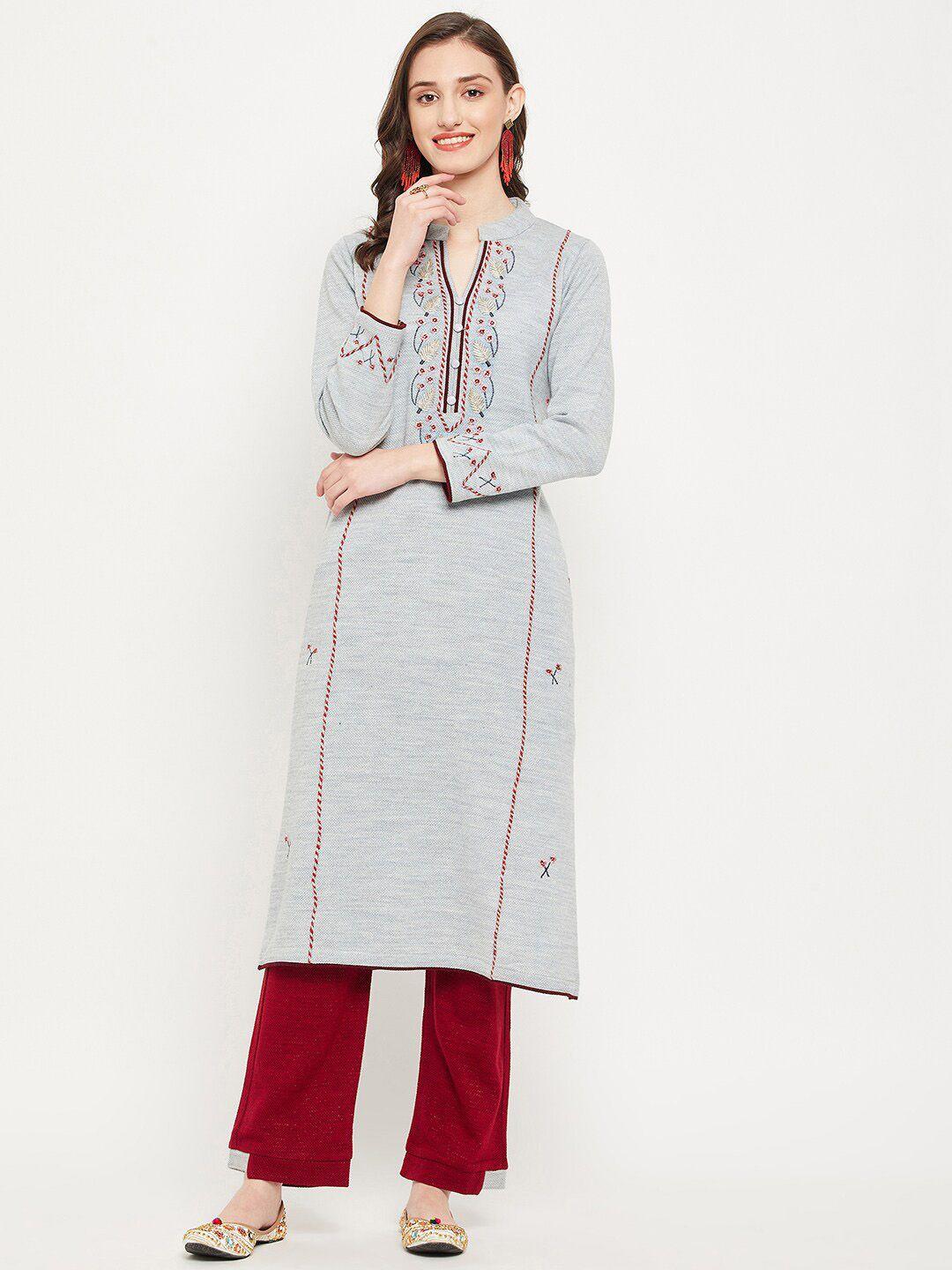 zigo women embroidered thread work kurta with trousers