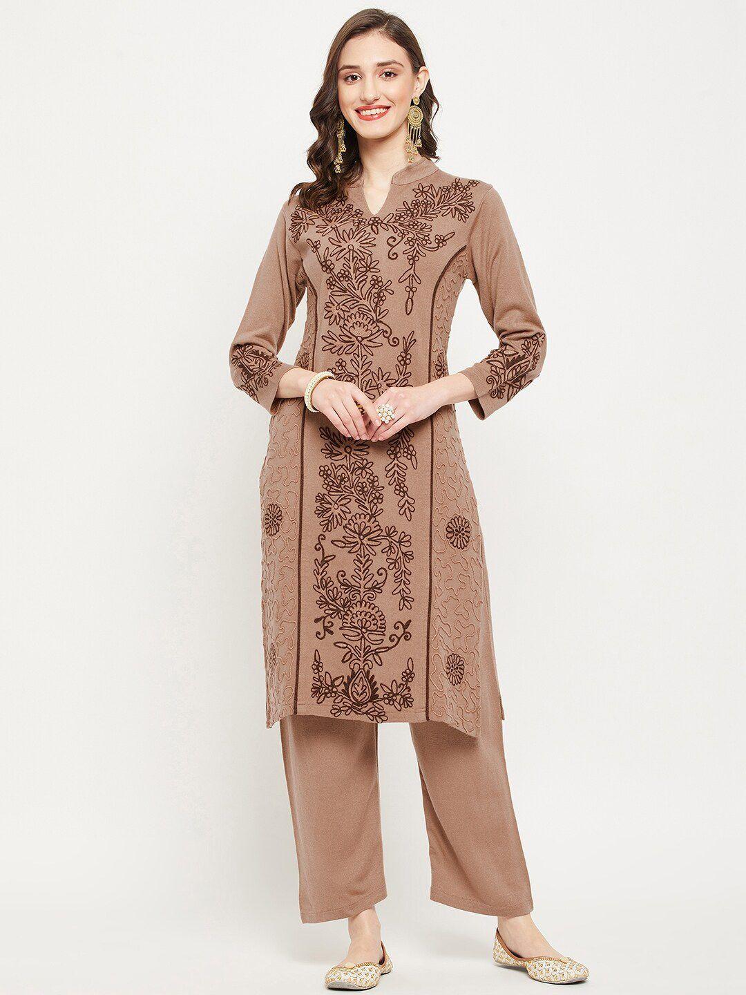 zigo floral embroidered thread work kurta with trousers