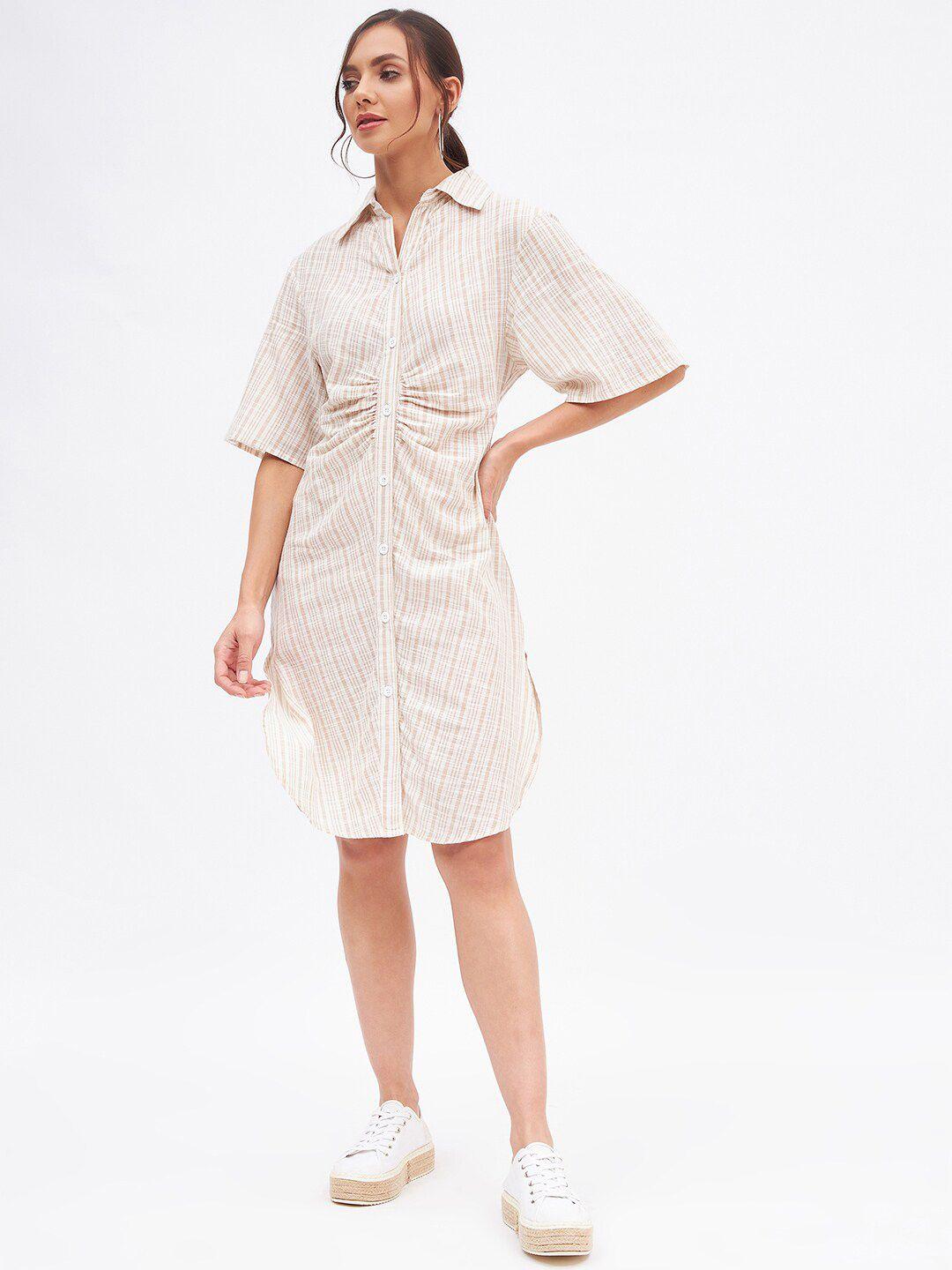 kibo striped cotton shirt dress