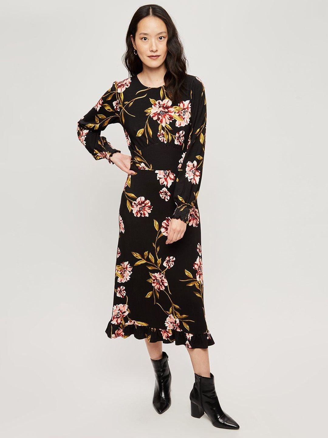 dorothy perkins floral print a-line midi dress