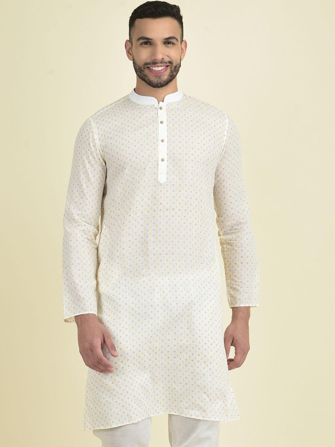 deyann men ethnic motifs printed pure cotton kurta with pyjamas