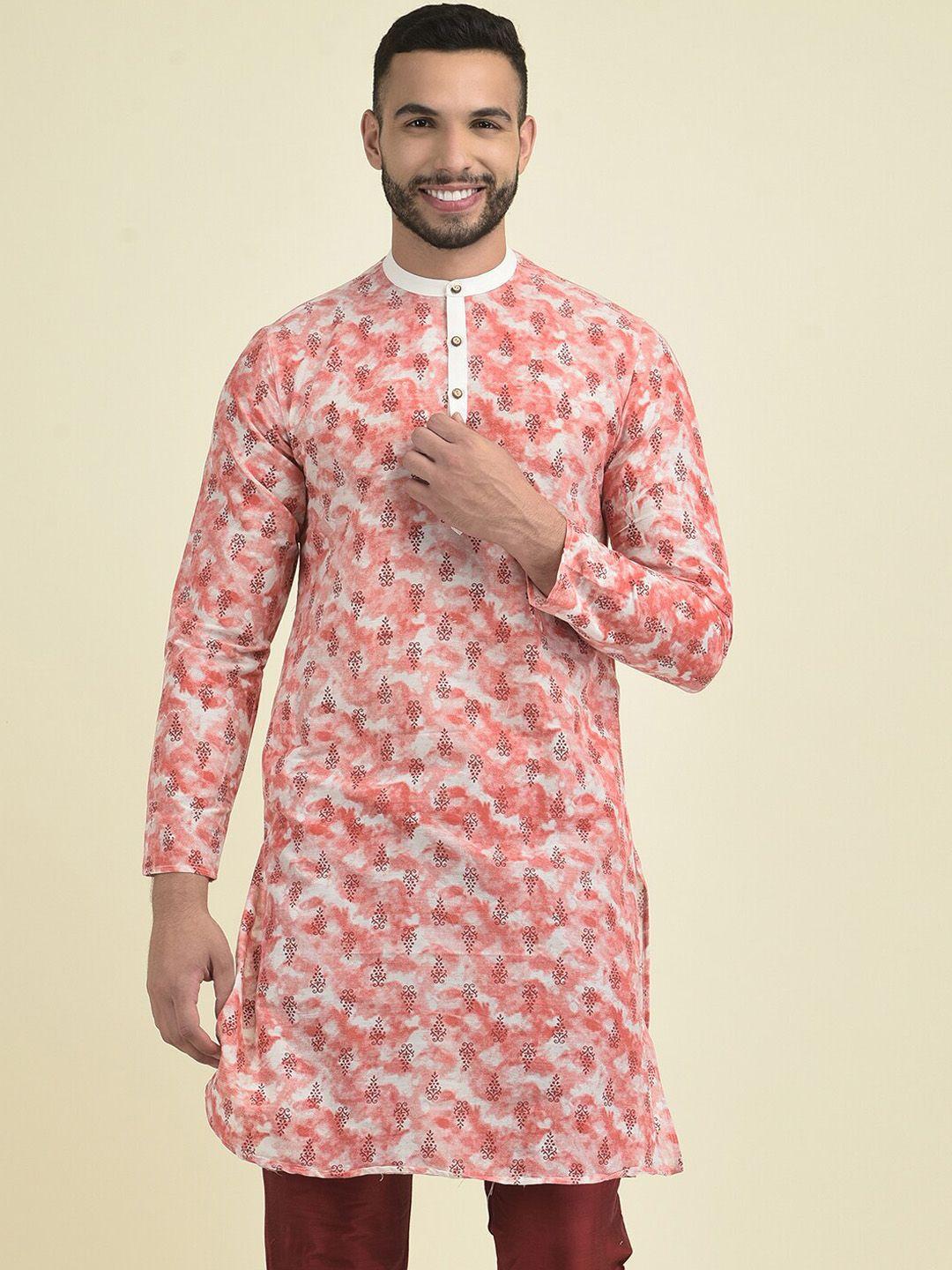 deyann men ethnic motifs printed pure cotton kurta with pyjamas