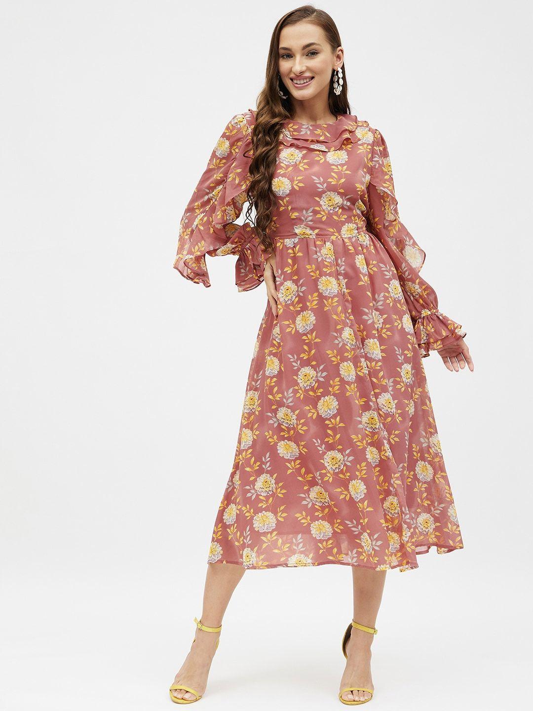 kibo floral georgette midi dress