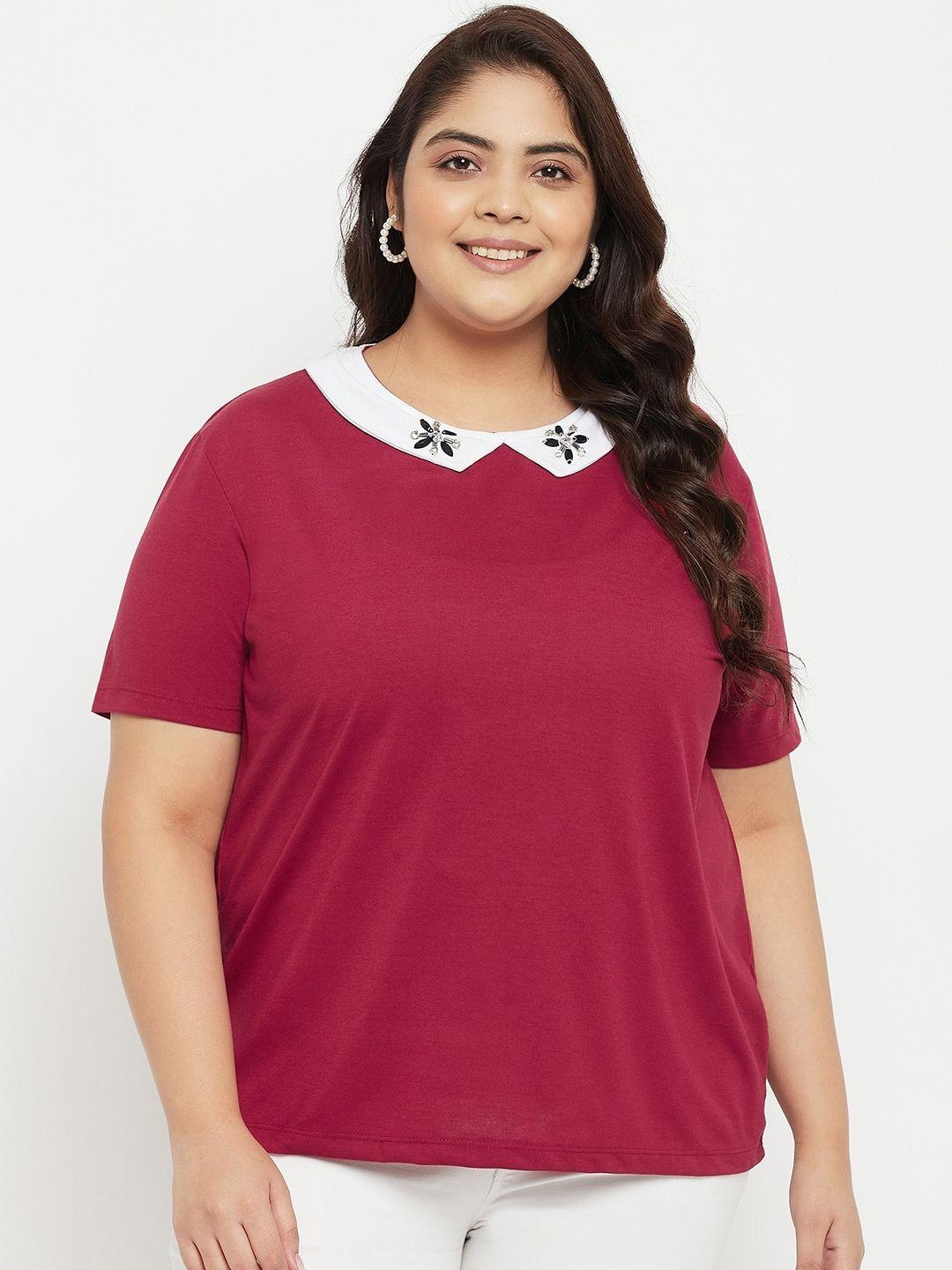 austivo plus size cotton peter pan collar top