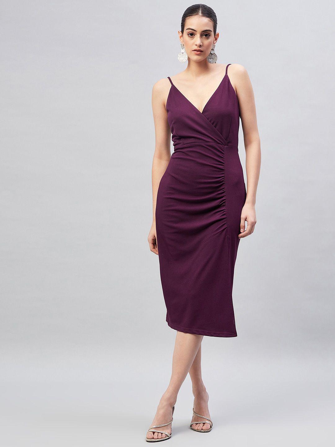 rare shoulder straps sheath midi dress