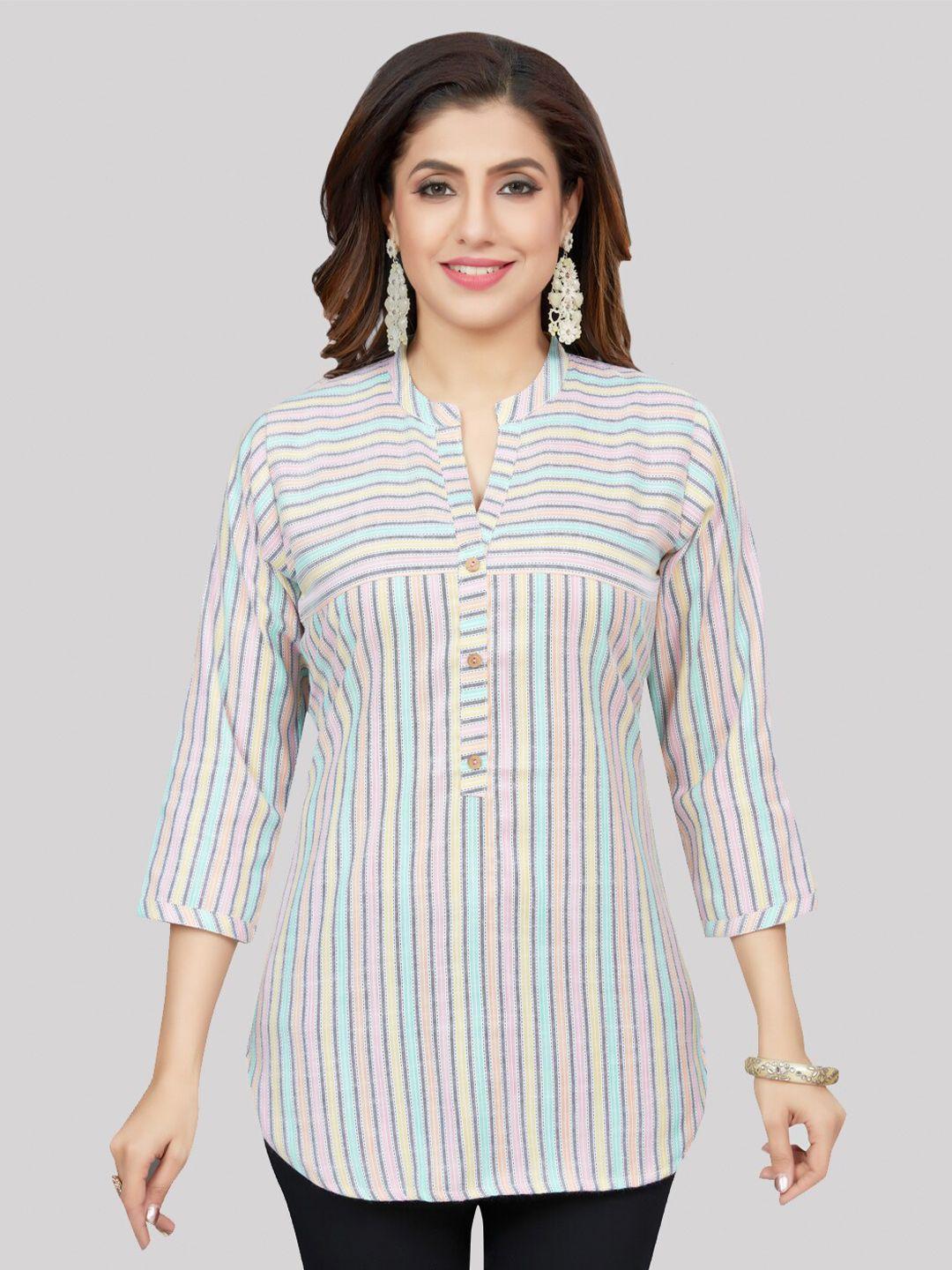 saree swarg striped regular curved hemline kurti