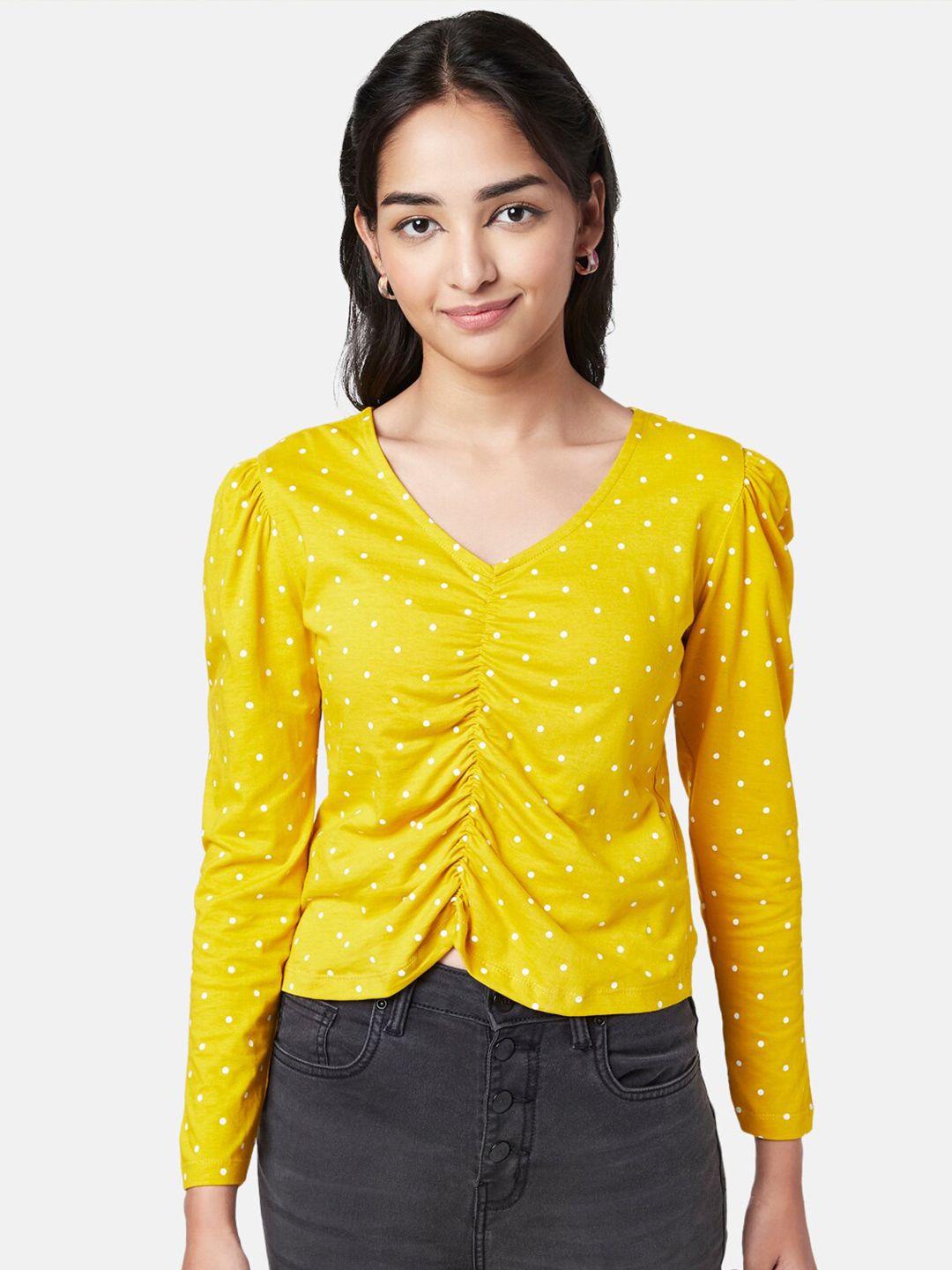 yu by pantaloons women polka dot print top