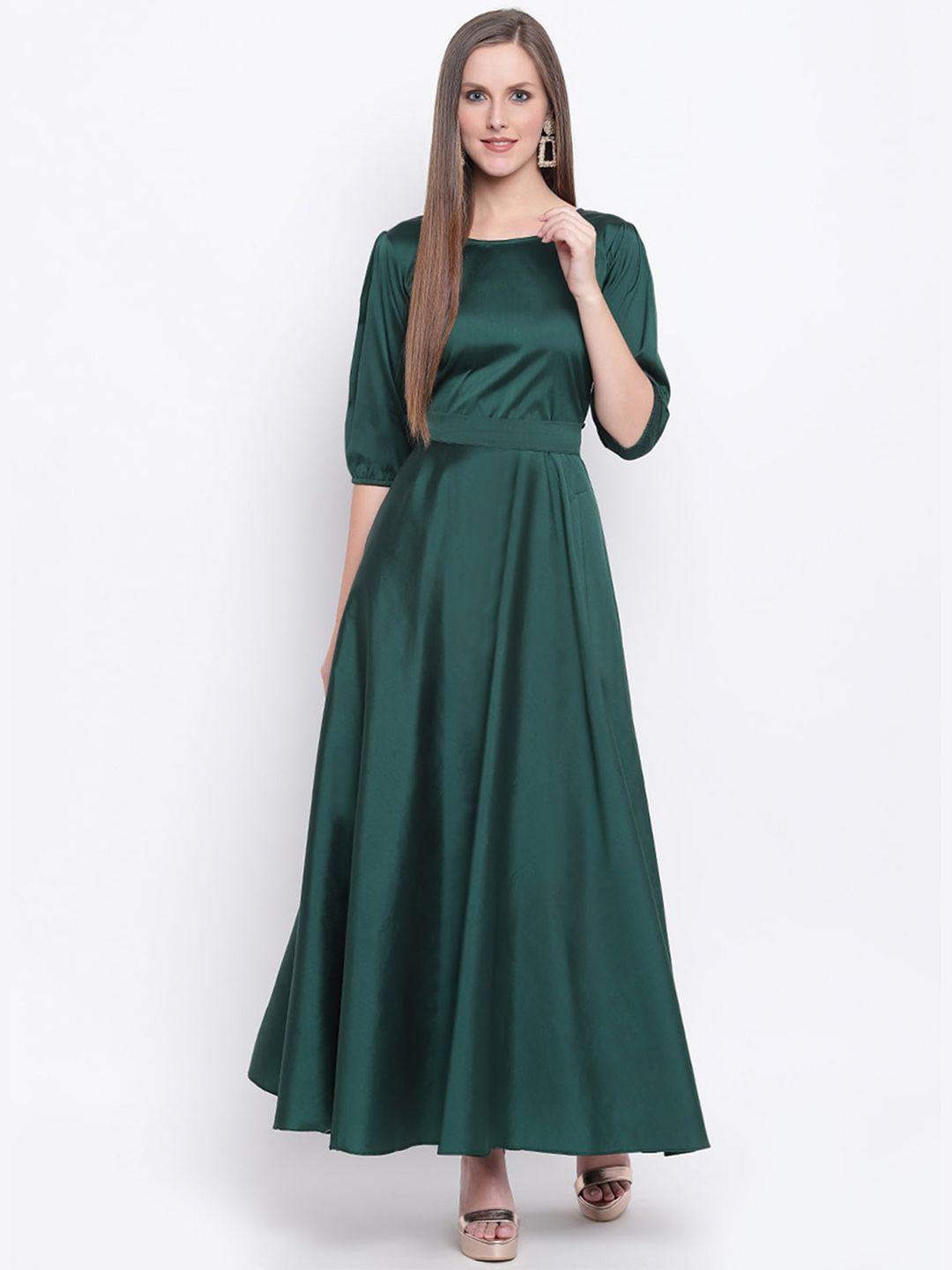 prenea puff sleeves satin maxi dress