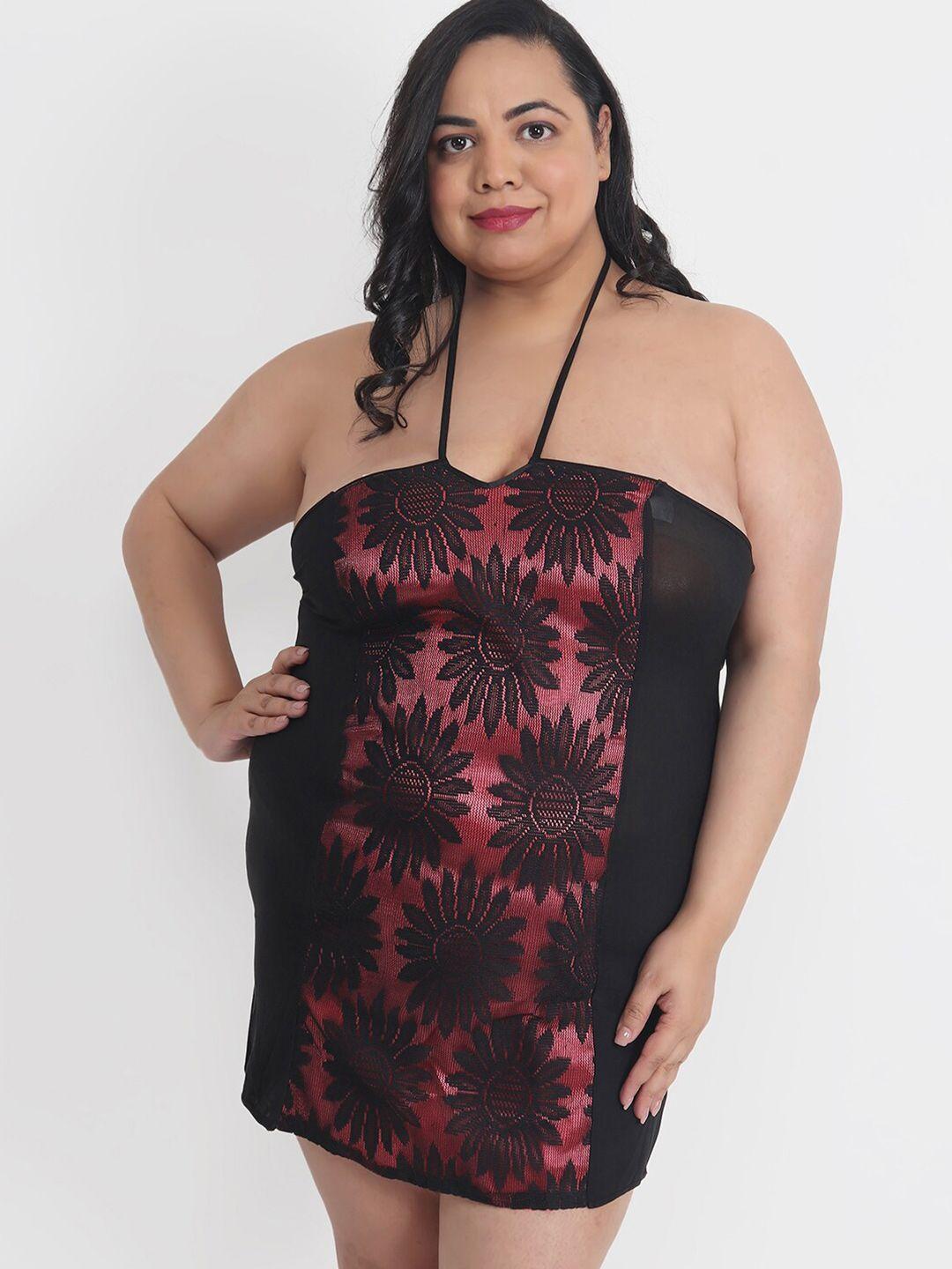 klamotten plus size halter neck printed baby doll