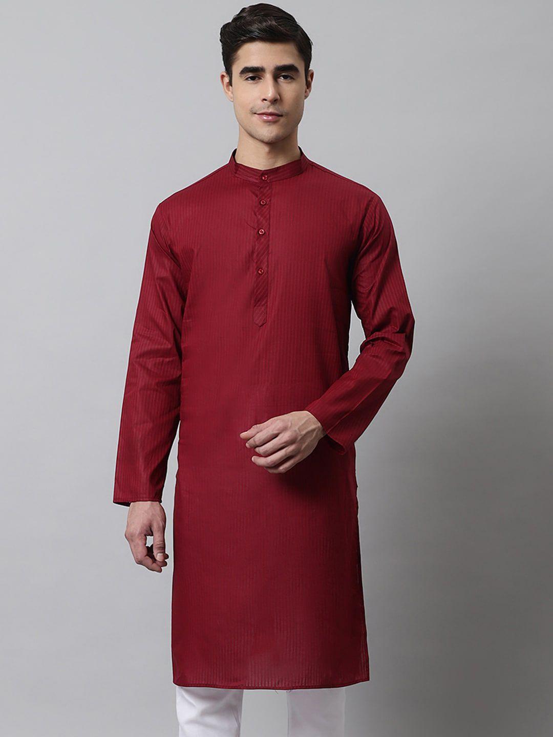 jompers men striped mandarin collar kurta