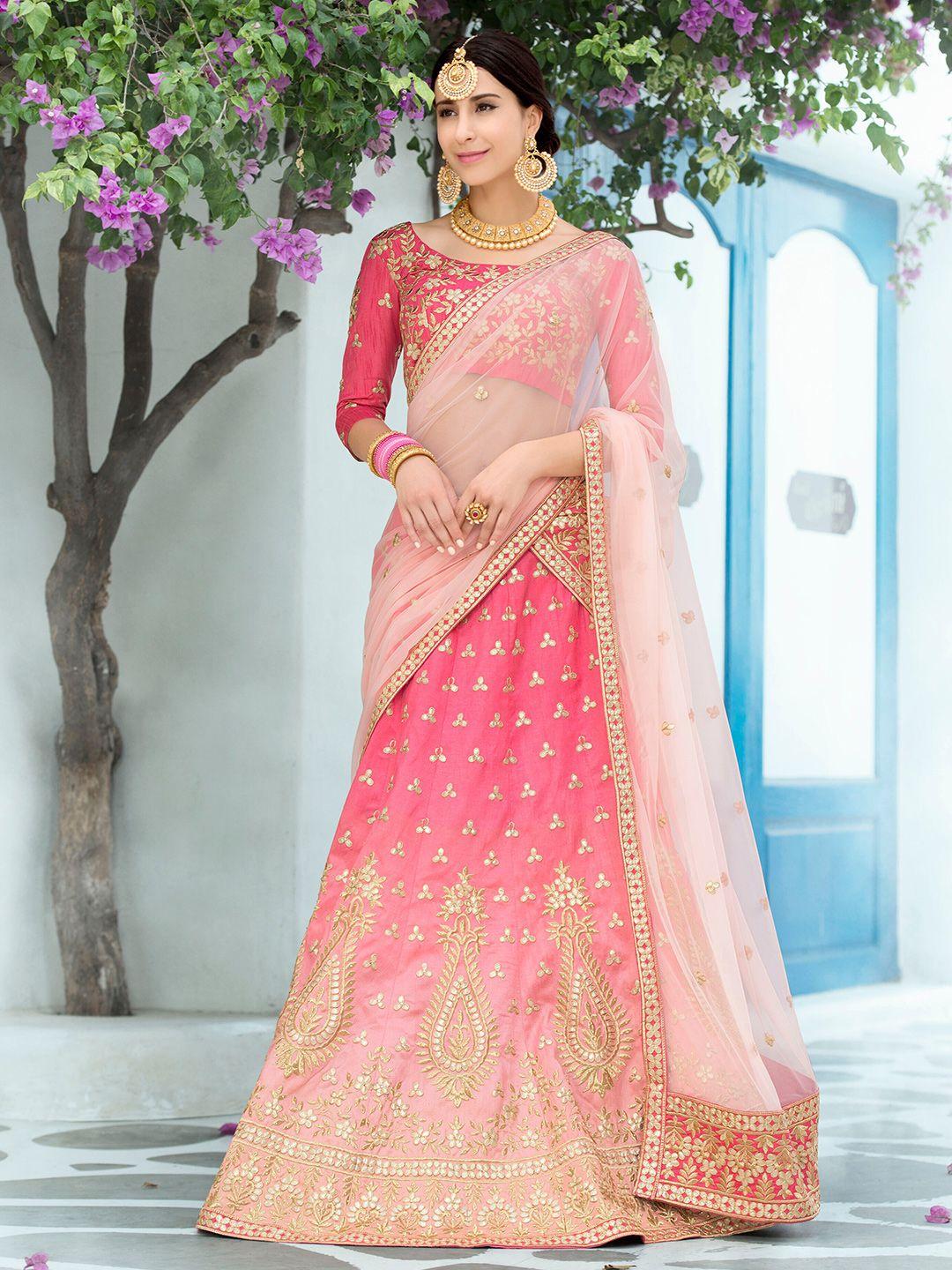 saptrangi embroidered semi-stitched lehenga & unstitched blouse with dupatta