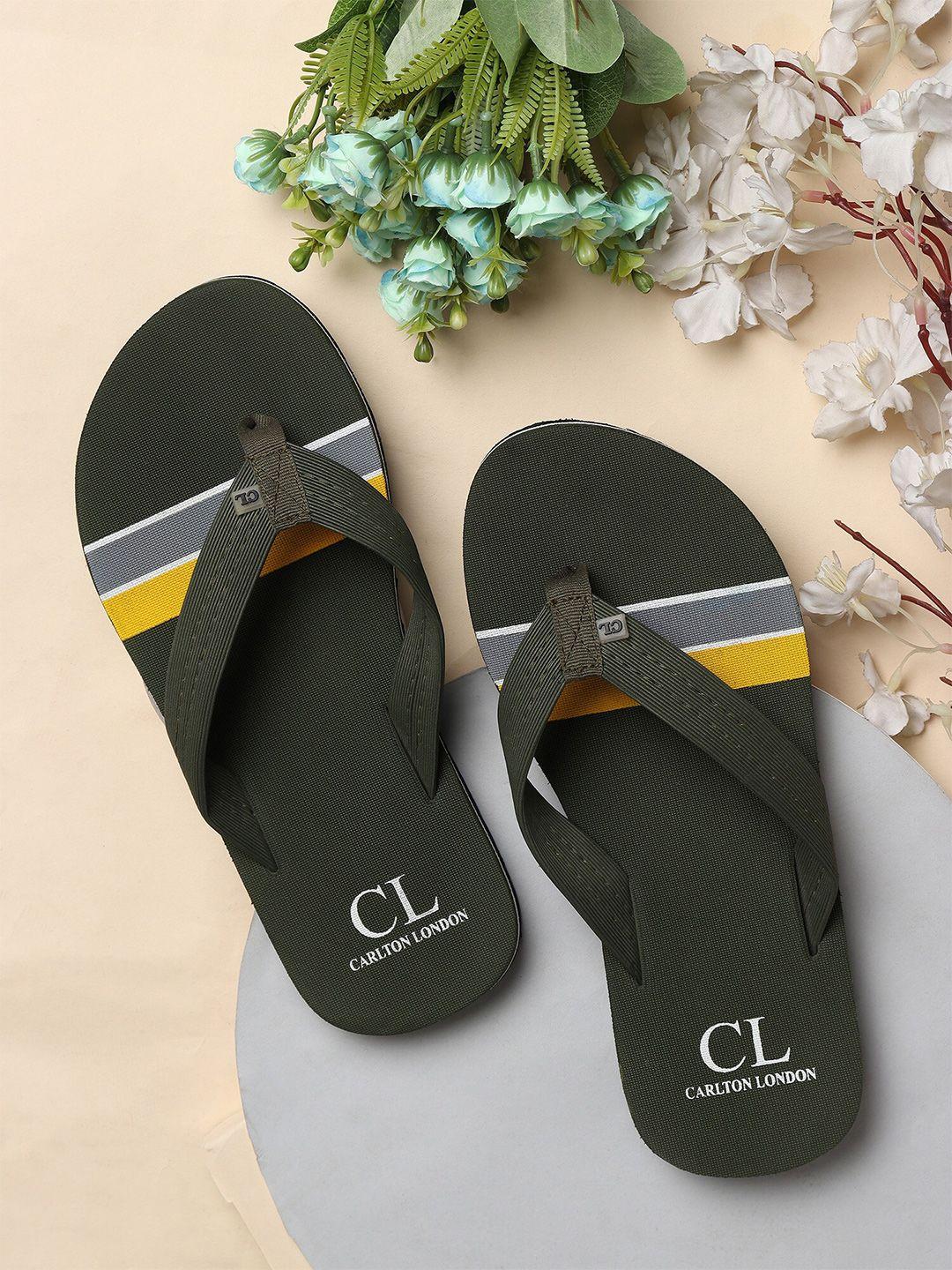 carlton london men striped rubber thong flip-flops