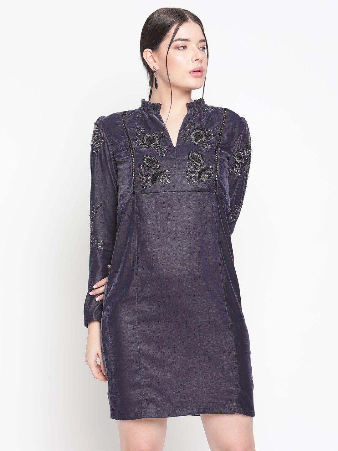 amagyaa embellished velvet sheath dress